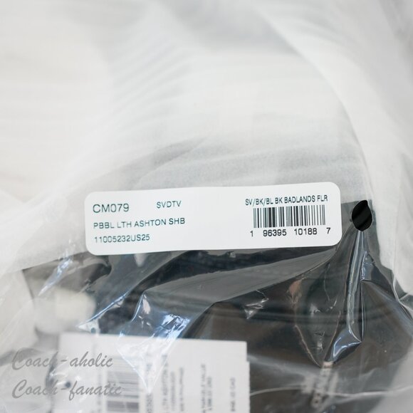 NWT Coach CM079 Leather Ashton Baguette shoulder bag Silver Black *SEALED* - Picture 7 of 10